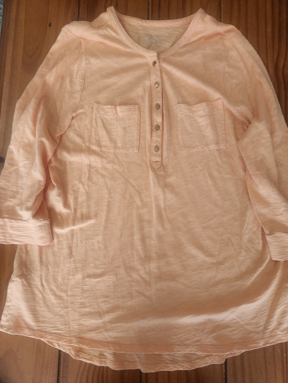 Chico's 3/4 Sleeve Top Peach Shade Size Medium